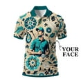 thumbnail image 1 of HOMYGIFTS Custom Face Polo Shirt – Retro Pattern Art Floral Design, Personalized Gift for Men, 1 of 10