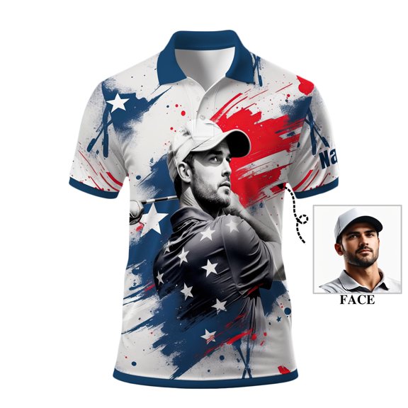 HOMYGIFTS Men’s Golf Polo – Custom Golfer Art with Colorful Mosaic Swirl, Perfect for Golf Enthusiasts