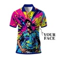 thumbnail image 1 of HOMYGIFTS Men’s Pop Art Neon Grunge Golf Polo – Graffiti Spray & Metallic Sunburst, 1 of 8