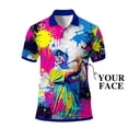 thumbnail image 1 of HOMYGIFTS Men’s Pop Art Neon Grunge Golf Polo – Graffiti Spray & Metallic Sunburst, 1 of 9