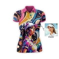 thumbnail image 1 of HOMYGIFTS Women’s Artistic Golf Polo Shirt – Vibrant Mosaic Golfer Design, 1 of 8