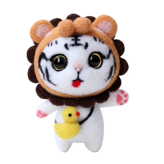 HOMYL 1 Set Cat Shape Needle Felting Kit Felting Wool Handmade for Kids DIY Craft