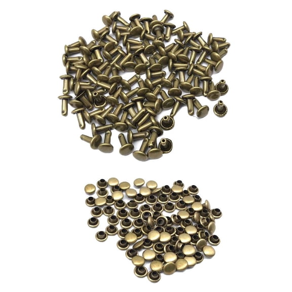 HOMYL 100 Leather Rivets 6x8mm Round Rivets Decorative Rivets Rivets for Leather Craft Bronze