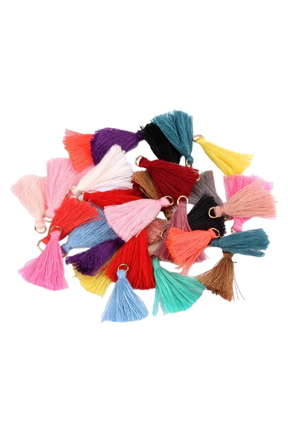 100 Pieces Multicolor Silky Thread Tassels 35mm Charm Mini Tassel Fringe Pendant