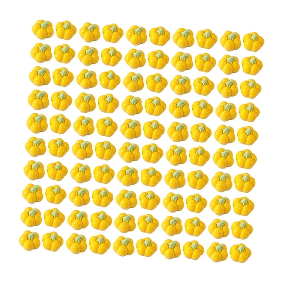 HOMYL 100 Pieces Resin Mini Pumpkin Miniature Pumpkin Artificial Pumpkin Beads for DIY Yellow