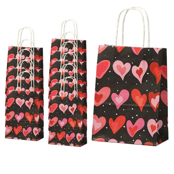 HOMYL 12Pcs Party Favor Tote Bag Christmas New Year Cards Valentines Day Gift Bags Black Base
