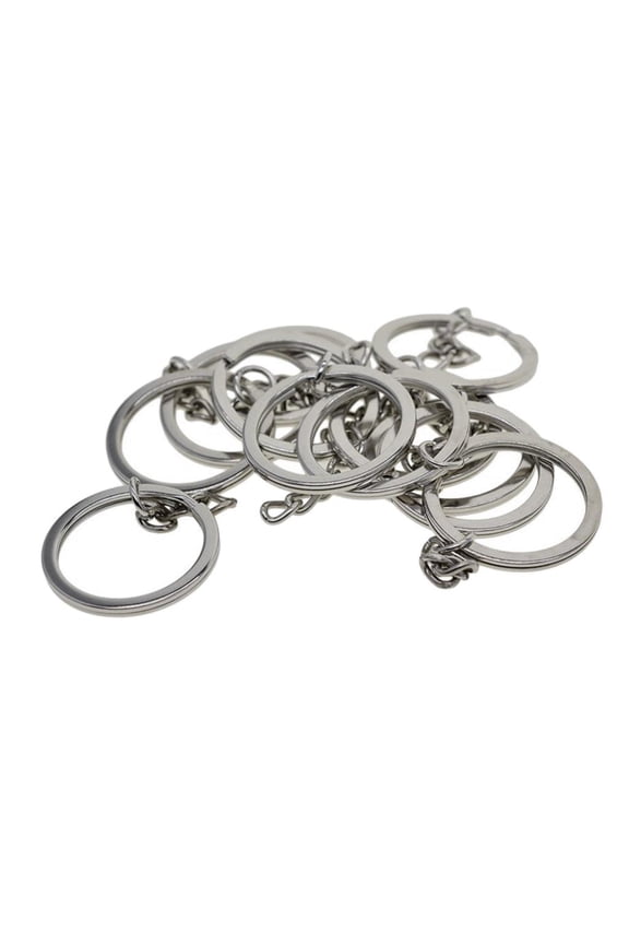 12x Keyring Blanks 5mm Silver Tone Key Chains Key Split Rings 4 Link Chains