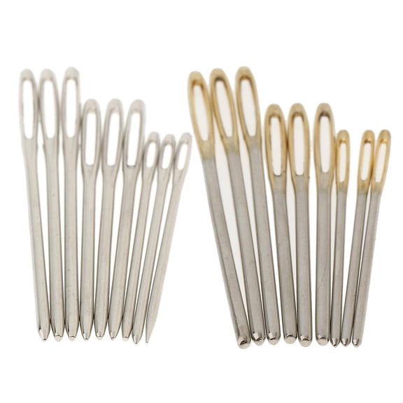 HOMYL 18pcs Large-eye Threading Sewing Needles Embroidery Yarn Needles Sliver/Gold