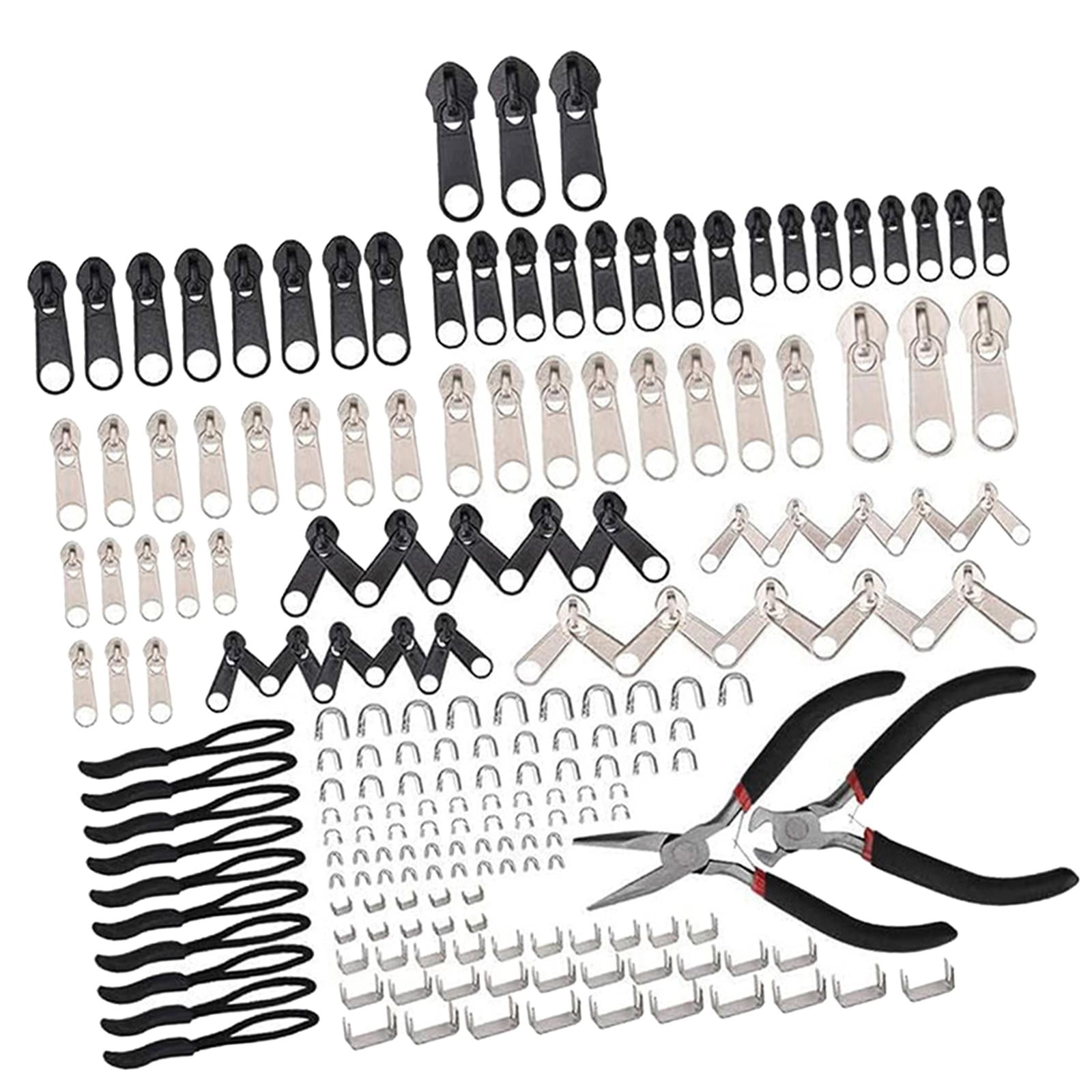 HOMYL 197 Pieces Fix Zippers Repair Kits Zipper Replacement Craft Metal Instant Zipper