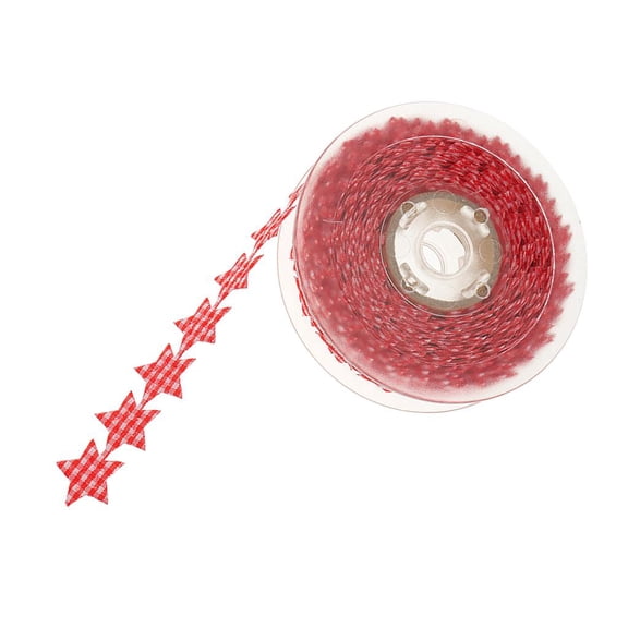 HOMYL 1m x 2mm Red Star Embossed Fabric Ribbon Lace Trims Embellishment Crafts