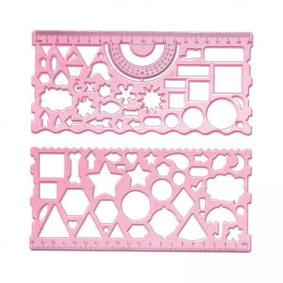 HOMYL 2-4pack Multifunctional Drawing Template Geometric Ruler for Mathematics 2 Pcs