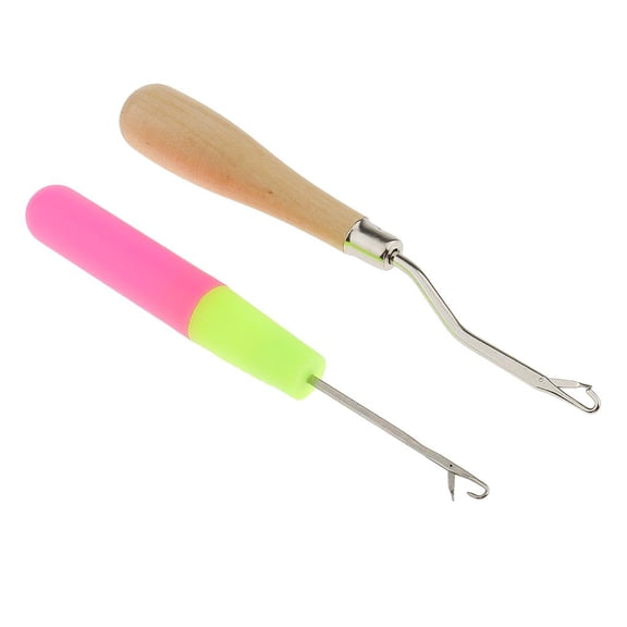 HOMYL 2 Packs Latch Hook Weaving Needle Set Lock Hair Extension Knitting Interlock