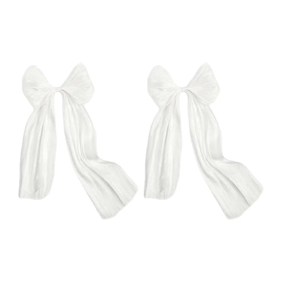 HOMYL 2 Pieces Satin Ribbons Bows Making Ribbons Elegant Supplies Wide Crafts Projects White