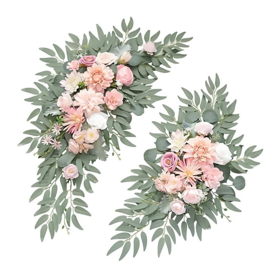 HOMYL 2 Pieces Wedding Arch Flowers Decorations for Valentines Day Wedding Holiday Pink White