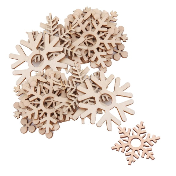 HOMYL 20 Pieces Wooden Shape Snowflake Embellishments Festival Hanging Ornaments