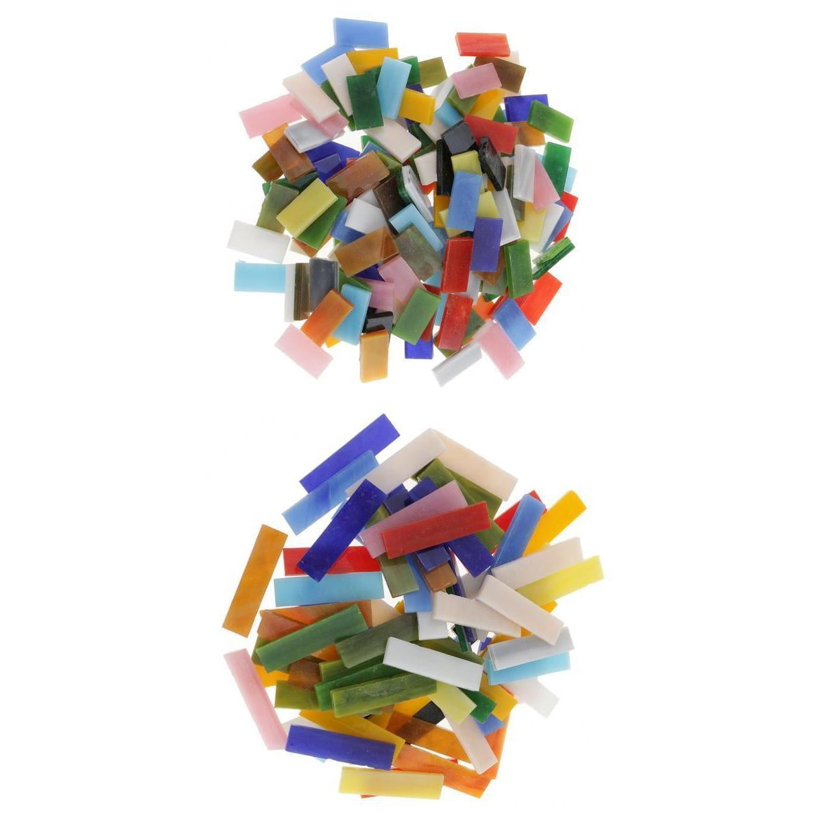 HOMYL 220pcs Mixed Color And Size Rectangle Vitreous Glass Mosaic Tiles Pieces For