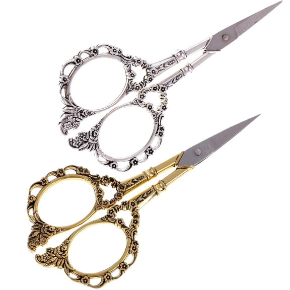 HOMYL 2Pcs European Vintage Plum Blossom Fabric Sissors For Quilting Scrapbooking