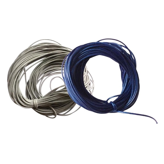 HOMYL 2pcs 10 Meters Waxed Nylon String Rope Cord for Jewelry Making 1mm Grey Blue