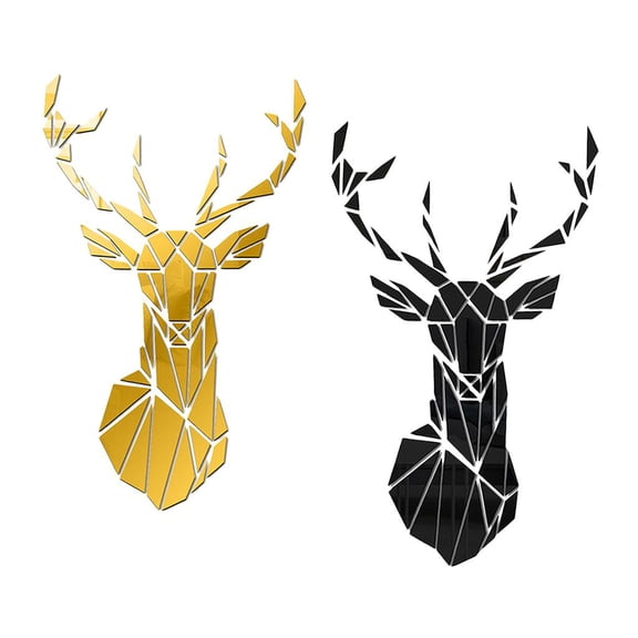 HOMYL 2x Acrylic Removable Deer Mirror Tiles Wall Sticker Decal Modern Mural Craft
