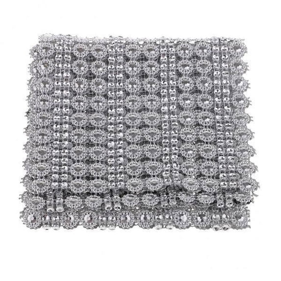 HOMYL 2x1 Yard 16 Rows Flower Diamond Mesh Wrap Rhinestone Ribbon Wedding Decoration 3 Pcs