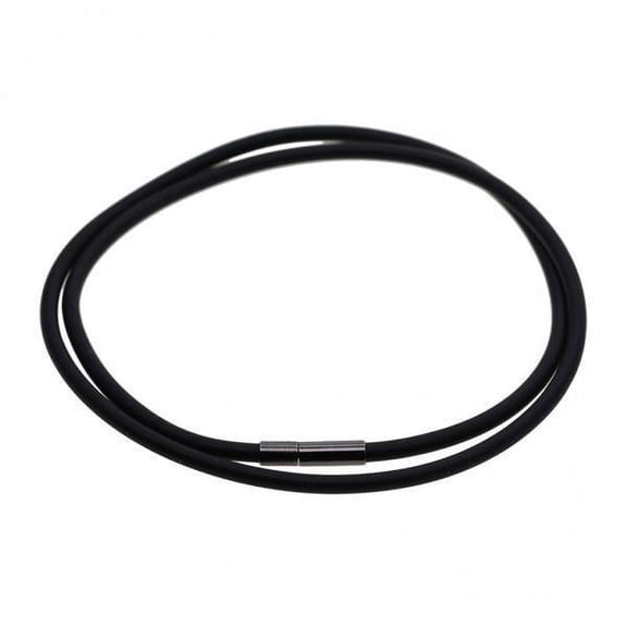 HOMYL 2x3mm Black Rubber Necklace Rope Chaim with Copper Clasp Jewelry Findings 55cm