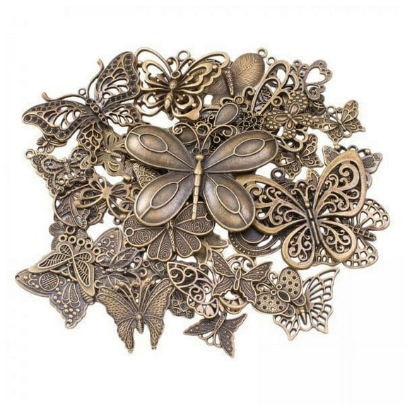 HOMYL 2xButterfly Charms Pendant Vintage Small Antique Decorative Metal for Cosplay 2 Pcs