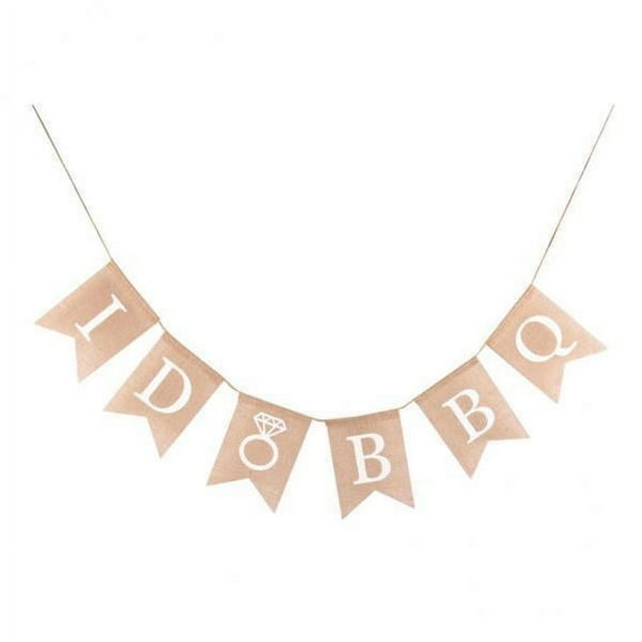 HOMYL 2xRustic I Do BBQ Banner Linen Fabric Bunting Flag Garland Party Photo Prop