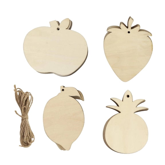 HOMYL 32Pcs Unfinished Wood Fruit Shapes Unpainted Wood Cutouts Home Decor Signs Blank
