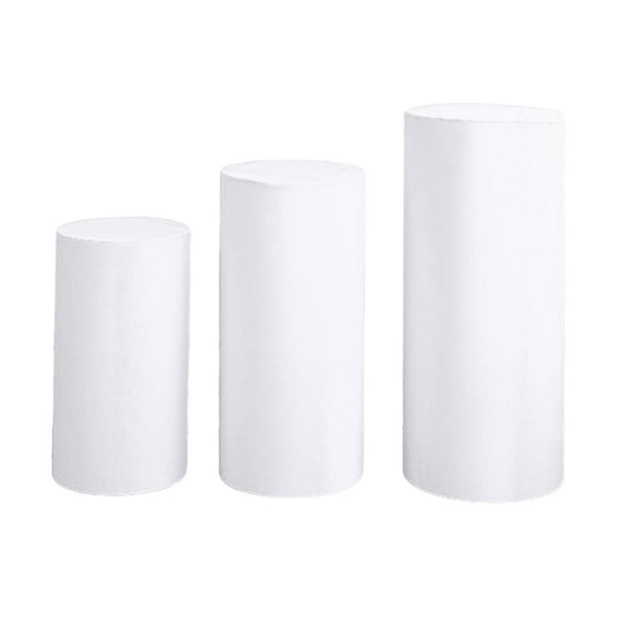 HOMYL 3Pcs Cylinder Pedestal Covers Backgrounds for Wedding Graduation Anniversary white