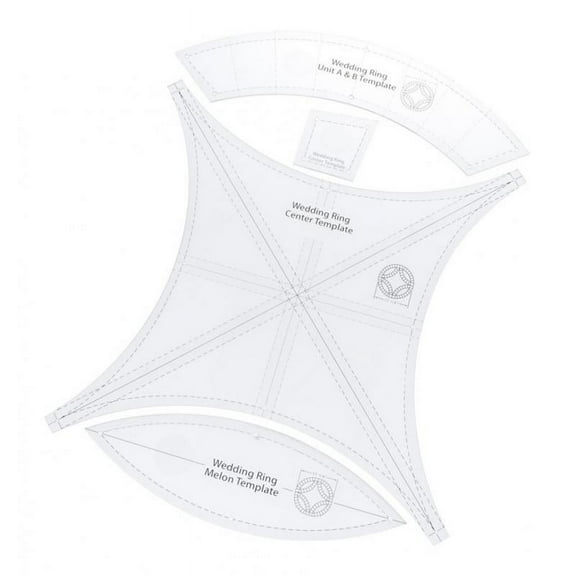 HOMYL 4pcs Creative Grid Double Wedding Ring Template Dressmaker Sewing Quilting Ruler