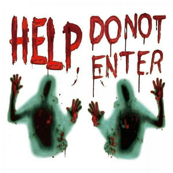 HOMYL 4x Bloody Handprints Zombie Wall Decal Halloween Door Cover Window Poster for Holiday Home Bar Party Haunted Home Window Decoration