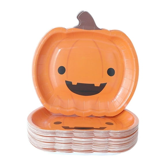 HOMYL 50 Pieces Halloween Paper Plates Tableware for Thanksgiving Party Favor Fall