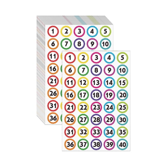HOMYL 50 Pieces Number Stickers Consecutive Number Labels Round Removable Dot Stickers