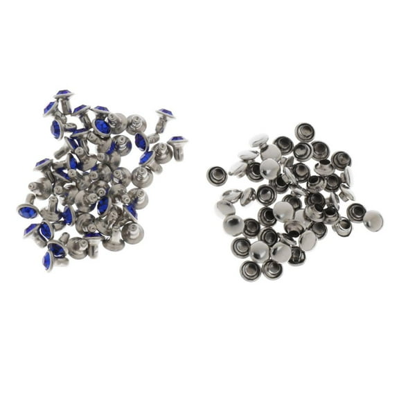 HOMYL 50 Sets Crystal Rhinestone Rivets Leather Spot Studs DIY Bag Shoes Clothes 6mm