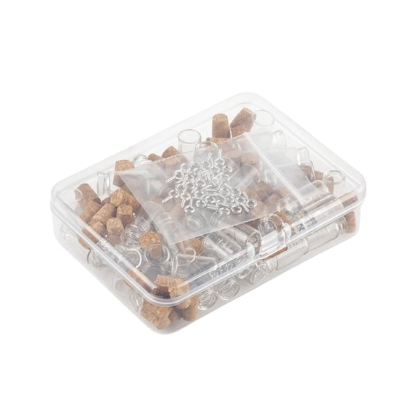 HOMYL 50 Unit Tiny Corked Glass Bottles with Screw Eye Pins for Customized Gifts