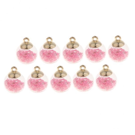 HOMYL 5x10Pcs Crystal Glass Ball Charms Shiny Rhinestone Jewelry Pendant Pink 5 Pcs