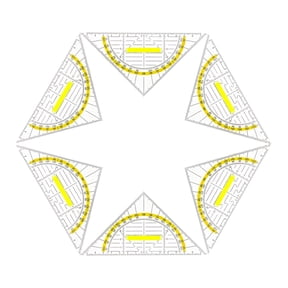 HOMYL 6 Pieces Set Square Protractor Triangle Ruler Geometry Drafting Stationery Clear
