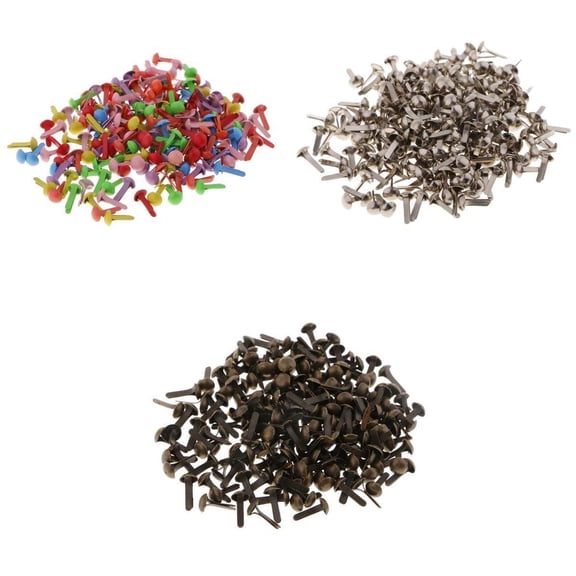 HOMYL 600x Mini Small Round Metal Paper Fasteners Brads for DIY Craft Scrapbooking