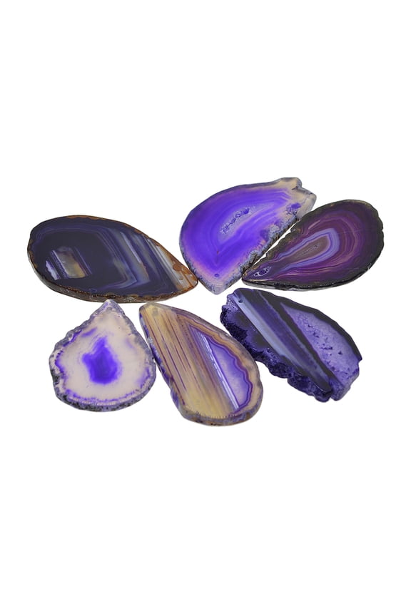6Pc Beautiful Irregular Geode Agate Slices Pendant for Jewelry purple
