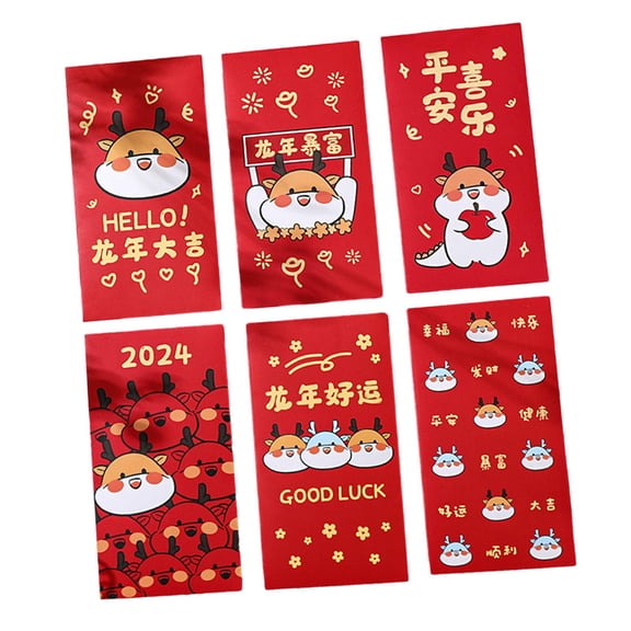 HOMYL 6Pcs Chinese Lunar New Year Red Envelopes Gifts Envelopes for Children B