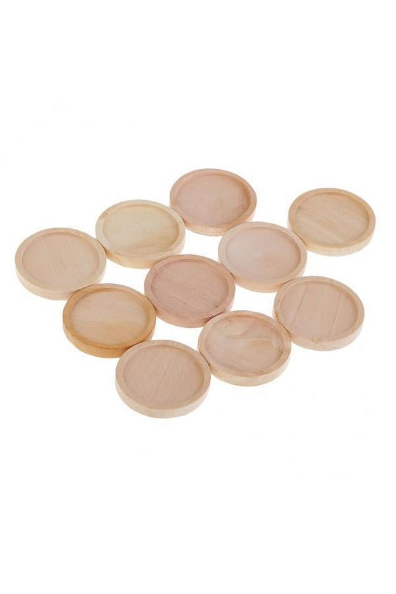 6x10 Pcs Stone Base Support Blank Round Setting Base Charm Cabochon Wood - 25 mm