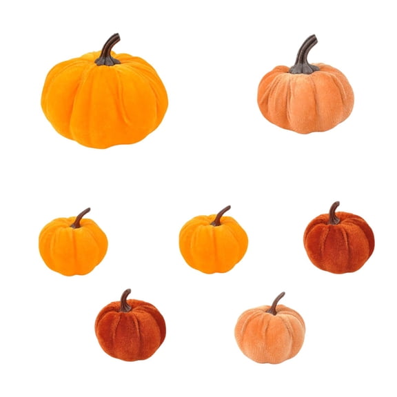 HOMYL 7 Pieces Artificial Pumpkins Decor Faux Pumpkins for Thanksgiving Fall Props G