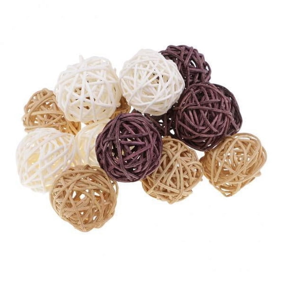 HOMYL 8x 3/5/7cm Handmade Wicker Rattan Balls, Garden, Wedding, Party Decorative Crafts, Vase Fillers, Rabbit, Parrot, Bird Toys, White, Coffee, Natural Col