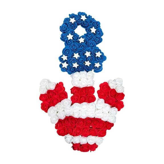 HOMYL Anchor Shape Fourth of July Door Wreath Decorative Handmade Patriotic Wreath