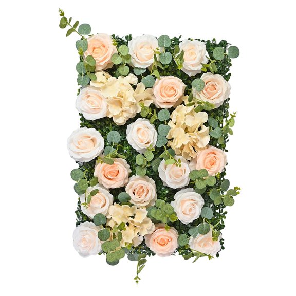 HOMYL Artificial Flower Panel Backdrop Decorative Flower Panels Background for Wedding Champagne Color
