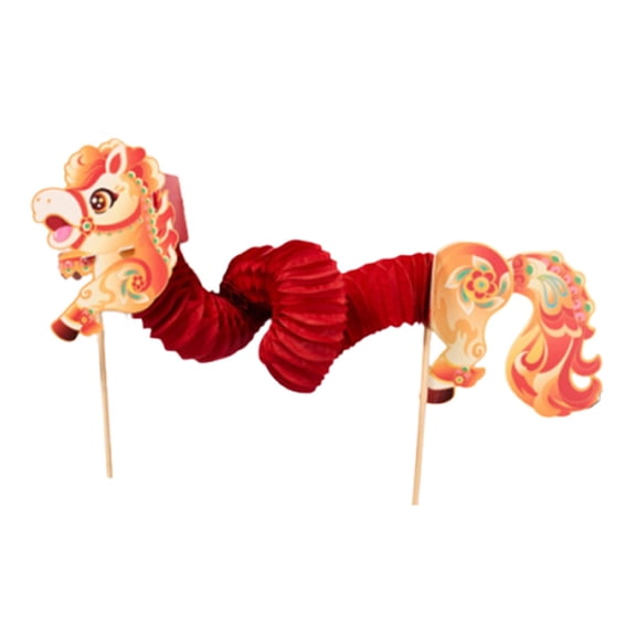 HOMYL Arts and Crafts Toy DIY Horse Paper Kit Interactive Handmade Material for Spring Red and Yellow Horse