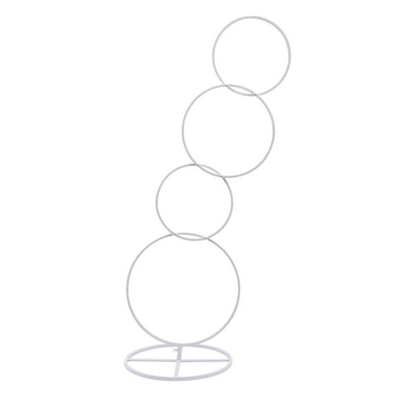 HOMYL Backdrop Stand Aisle Decor 4 Tiers Metal Circle Wedding Arch Stand with Base White