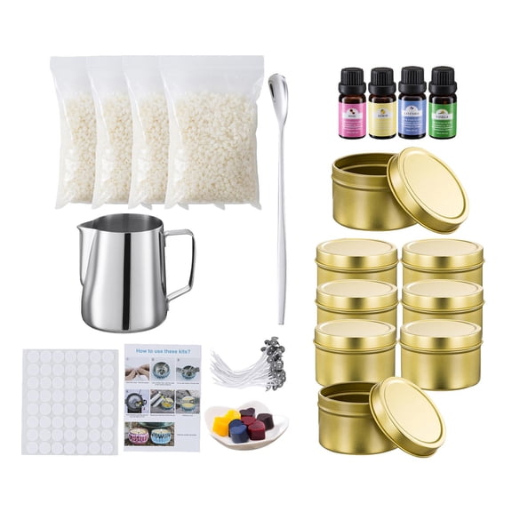 HOMYL Candle Making kit with Beeswax, Pouring Pot, Candle Wicks, Wicks Sticker, 3-Hole Candle Wick Holder, Candle Tins, Spoon, Color Dye and Fragrance Oil