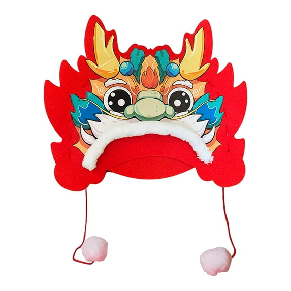 HOMYL Chinese Dragon Hat Cute Year of Dragon Dragon Cap Year of The Dragon DIY Hat Red