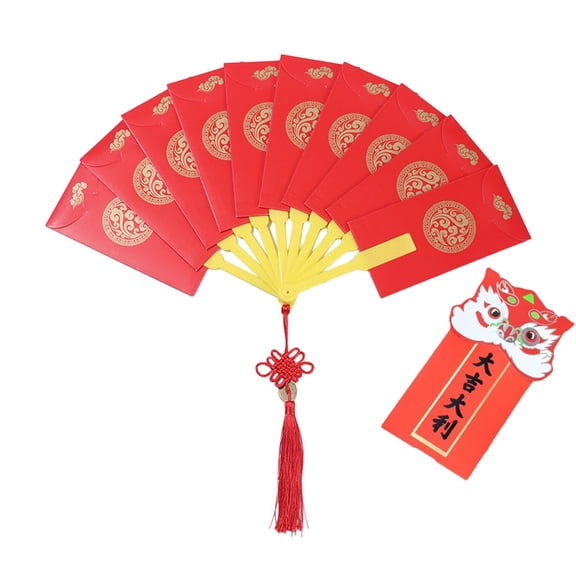 HOMYL Chinese New Year Red Envelopes Fan Shaped Red Envelope Money Envelopes Red 10 Slots